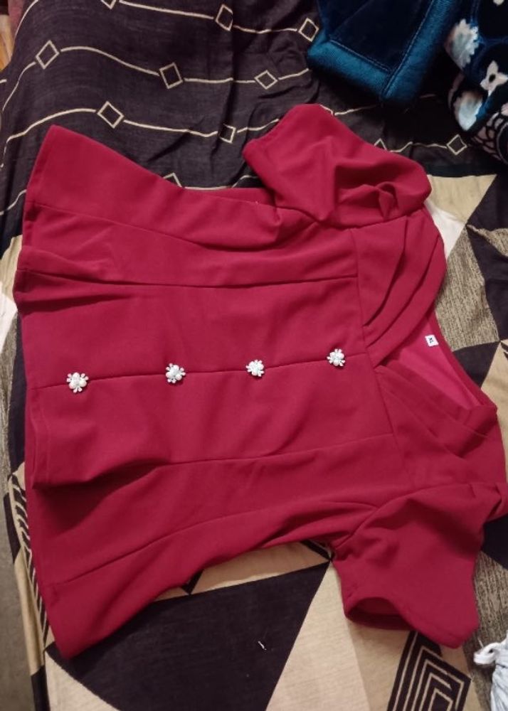 Elegant Burgundy Peplum Top