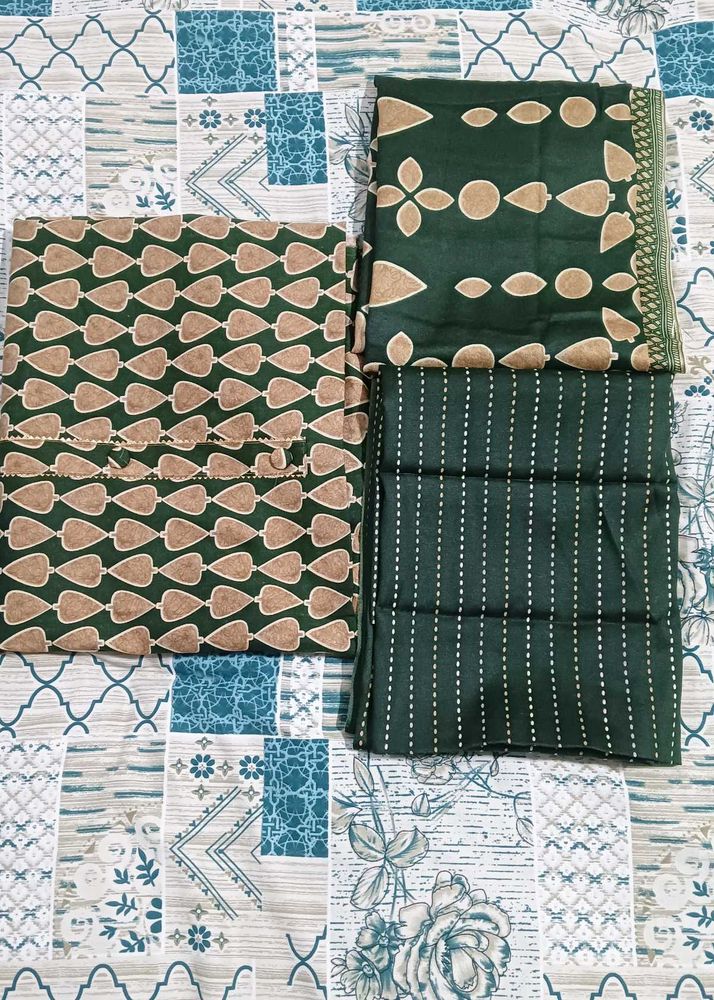 Elegant Green Pashmina suit set Fabric