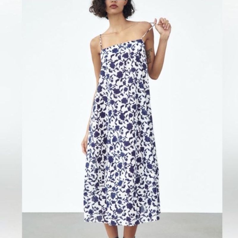 Zara Limited Edition Floral Minimalist MIDI Dress