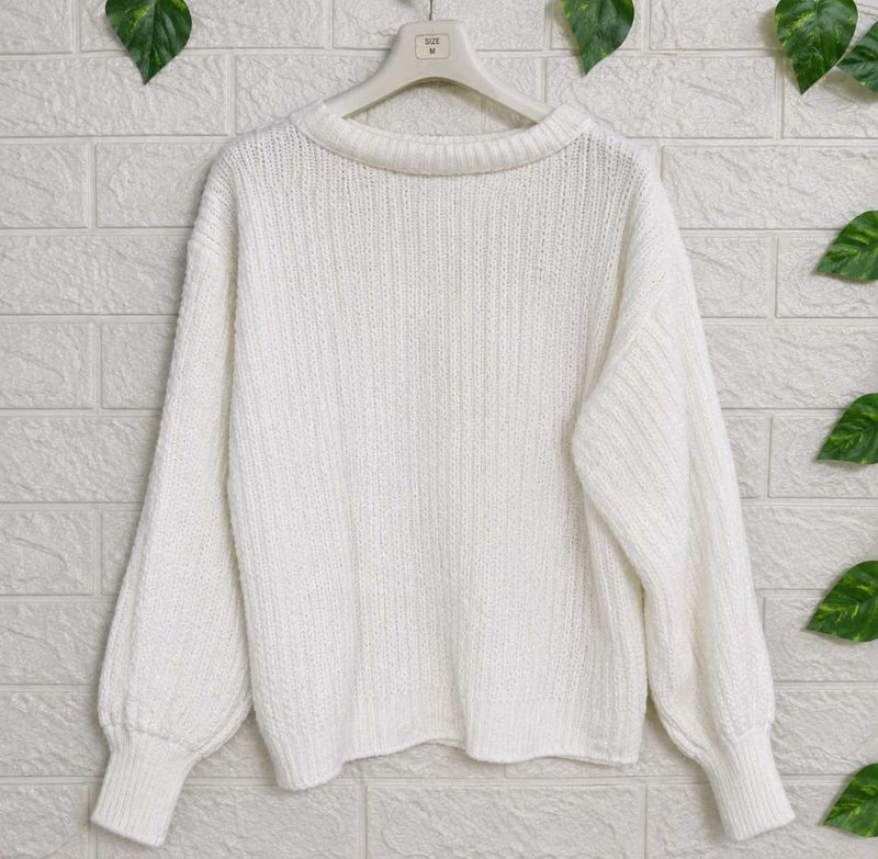 Cozy White Knit Sweater