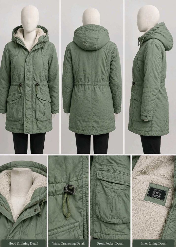 Cozy Green Sherpa Lined Parka