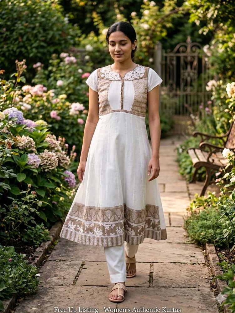 Elegant White Kurta with Embellished Border