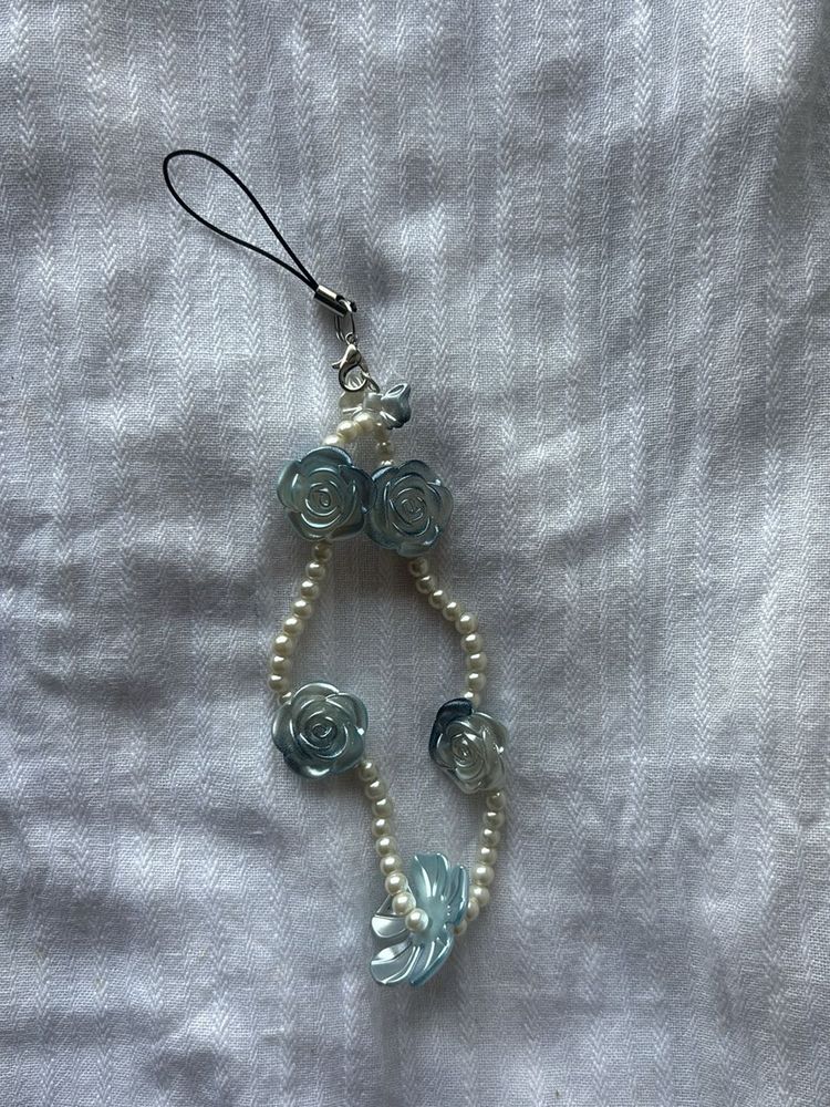 Beaded Flower Charm Keychain