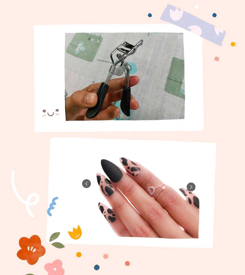 Press-On Nails Set with eyes curler