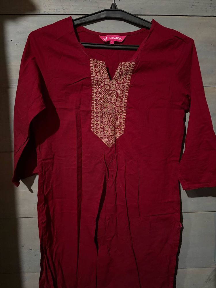 Maroon Embroidered Kurti