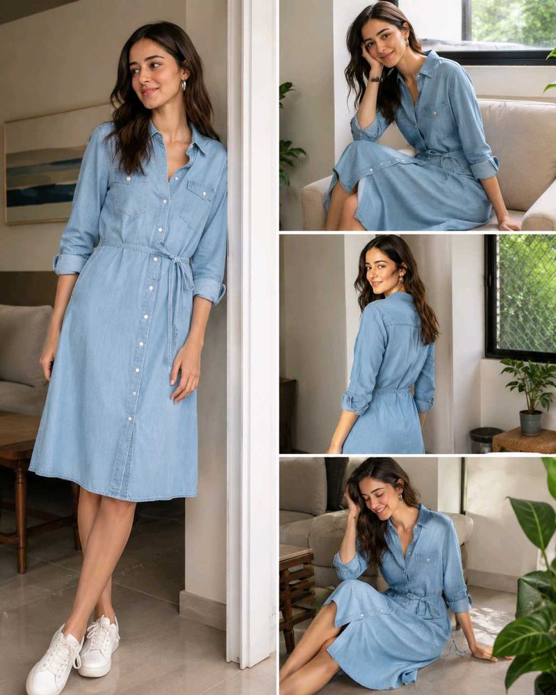 Light Blue Denim Shirt Dress