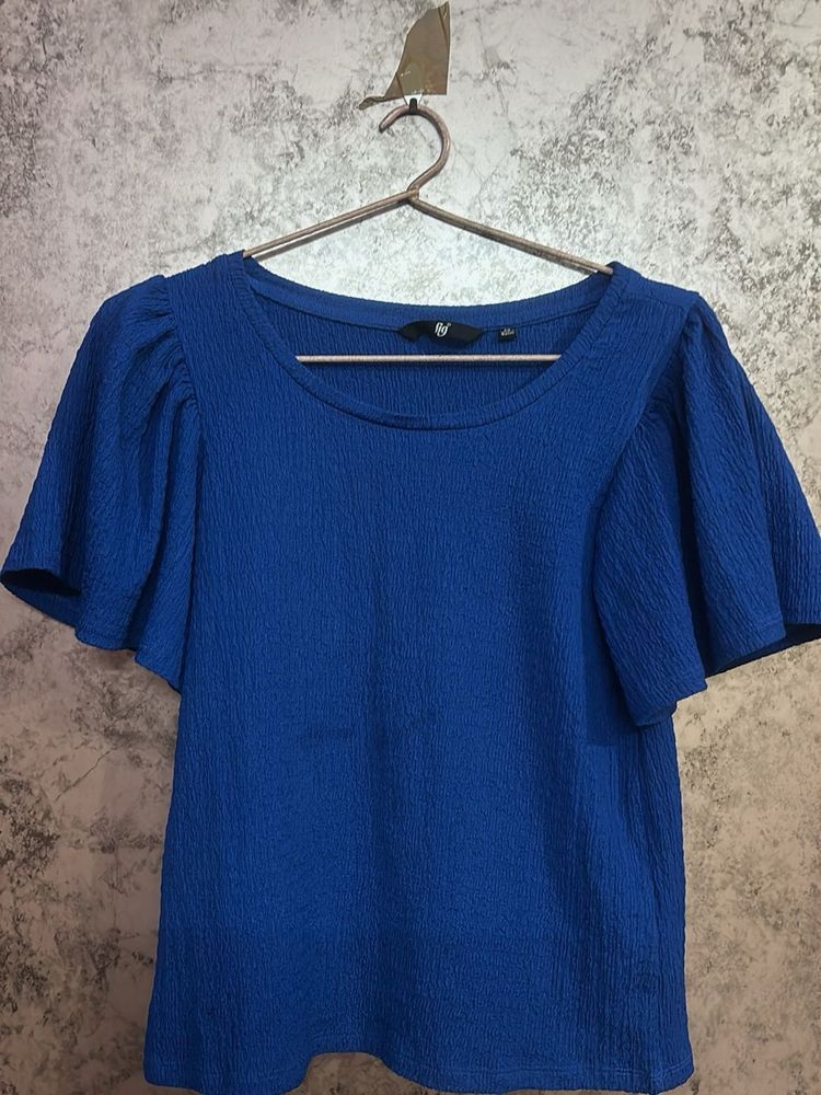 Vibrant Blue Textured Top