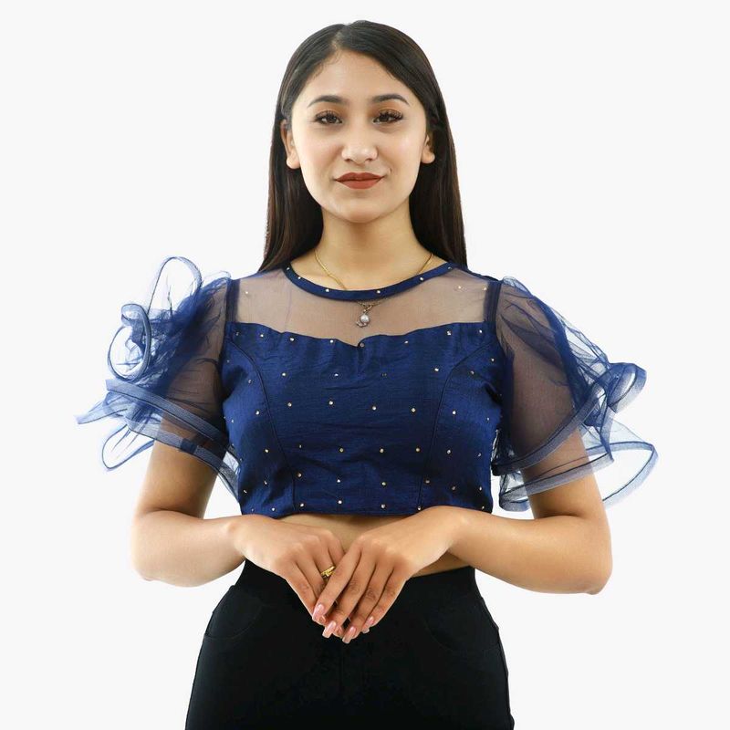 Stunning Blue Embellished Blouse