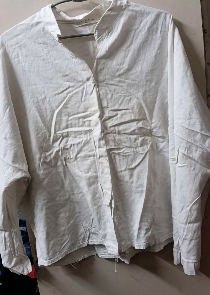 Classic White Linen Blend Shirt