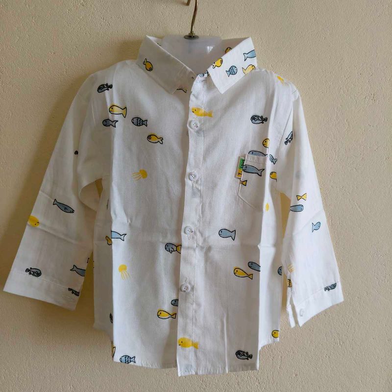 Cute Fish Print Long Sleeve Shirt for Kids
