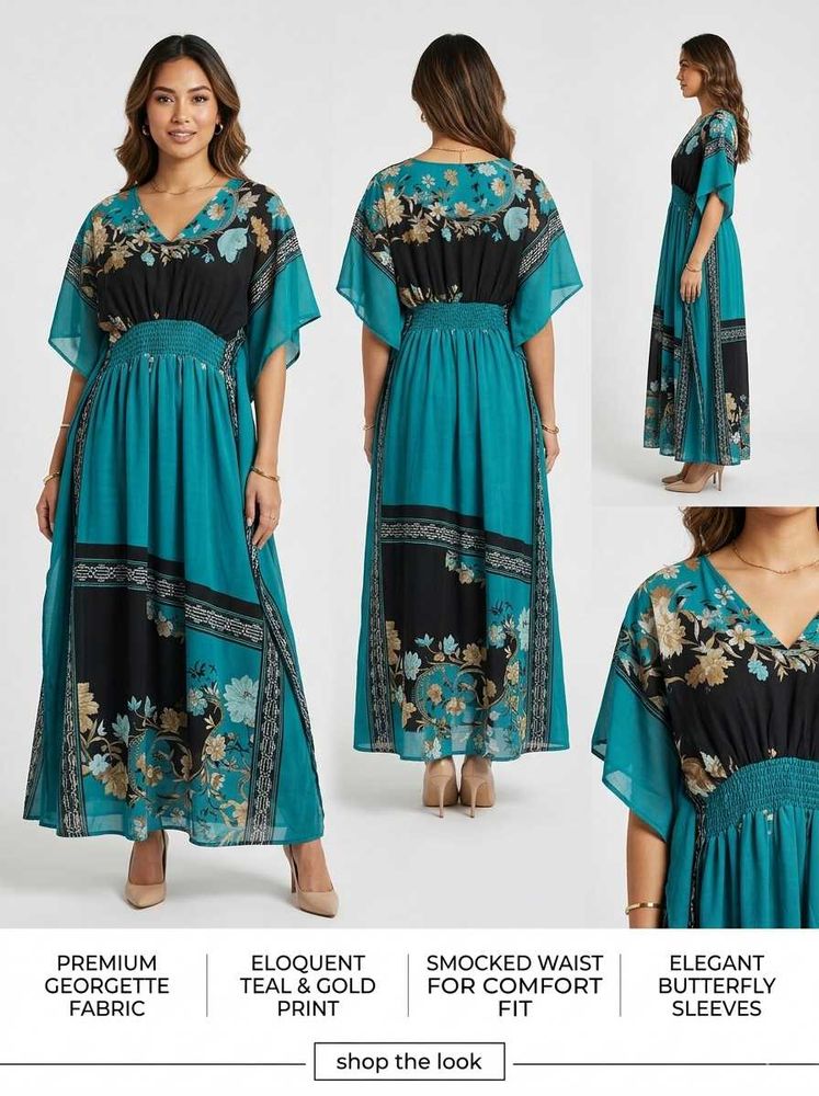Boho Floral Kaftan Maxi Dress