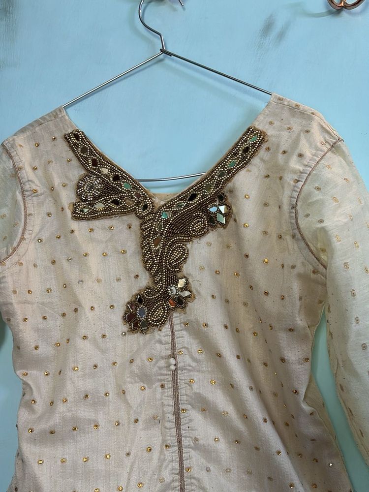Embellished Cream Kurti