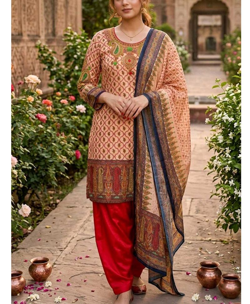 Kurta Set with Detailed Print two dupatta