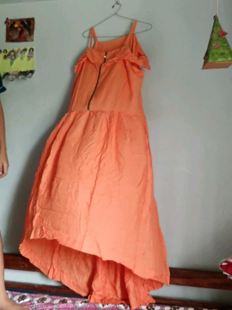 Orange High-Low Dress