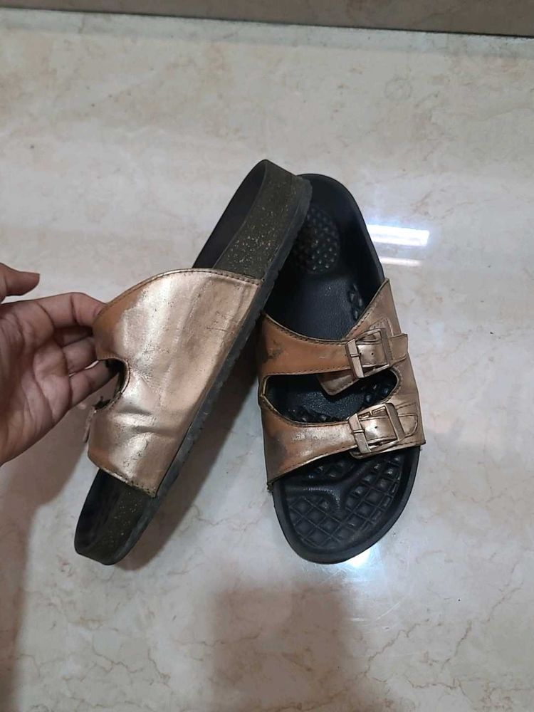 birken style Rose Gold Double Strap Sandals