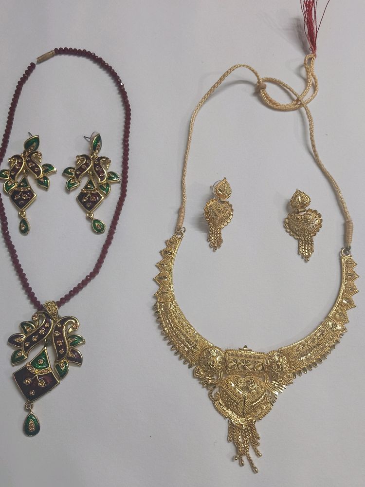 Combo Pack 2 Necklace With Ear Studs