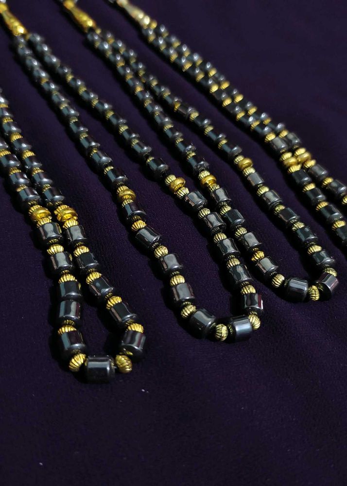 Black &amp; Gold Tasbih-Style Beaded Necklaces – Set