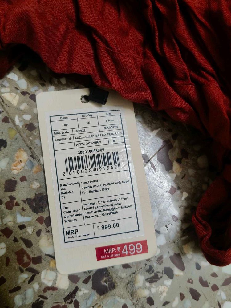 Zudio Maroon Casual Top