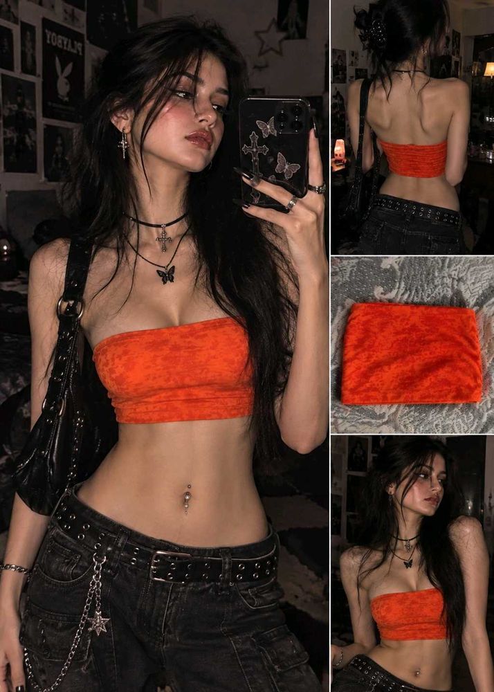 Y2K Orange tube top