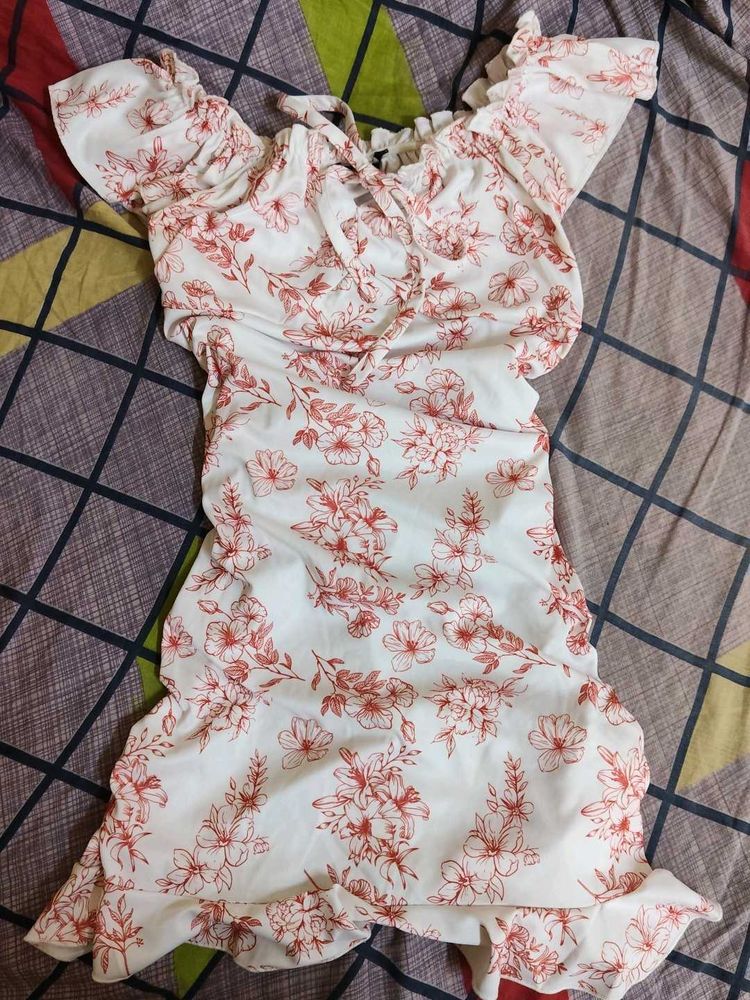 Floral Off-Shoulder Ruched Dress