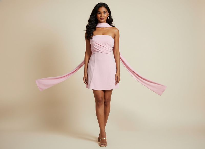 Light Pink Tube mini dress with scarf bust 36