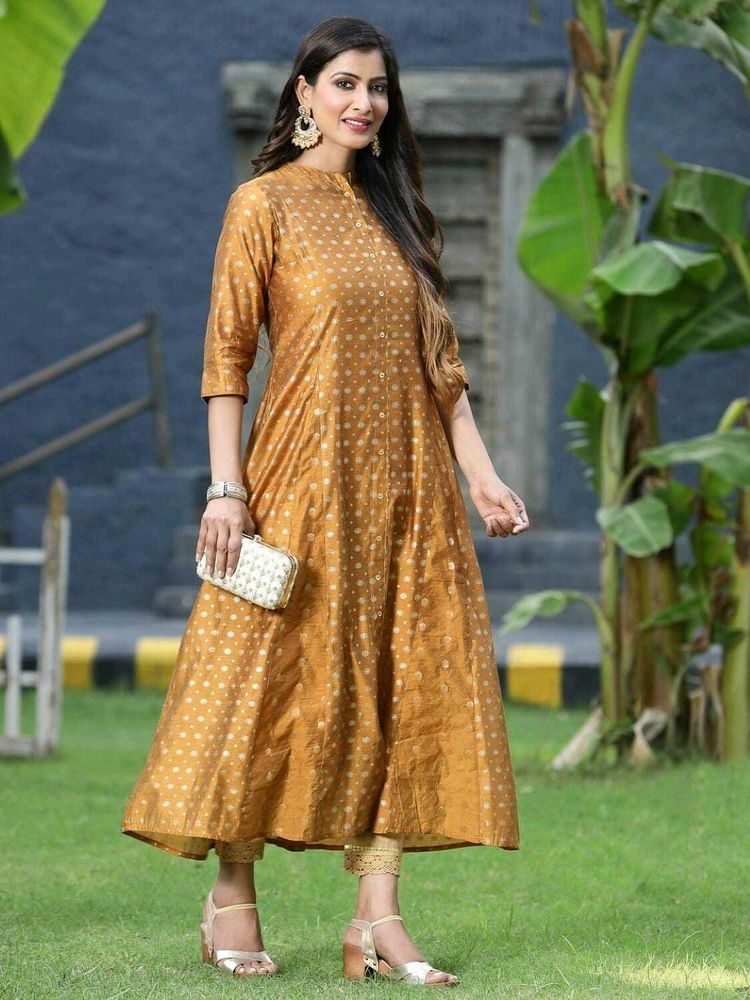 Mustard Printed Kurti Dress
