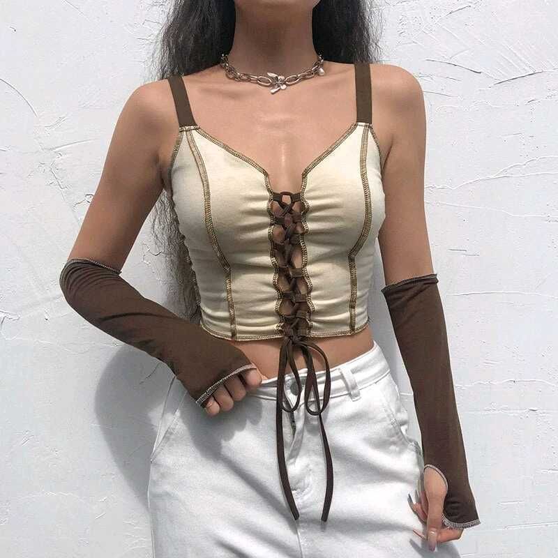 16279. Cream Corset Style Crop Top