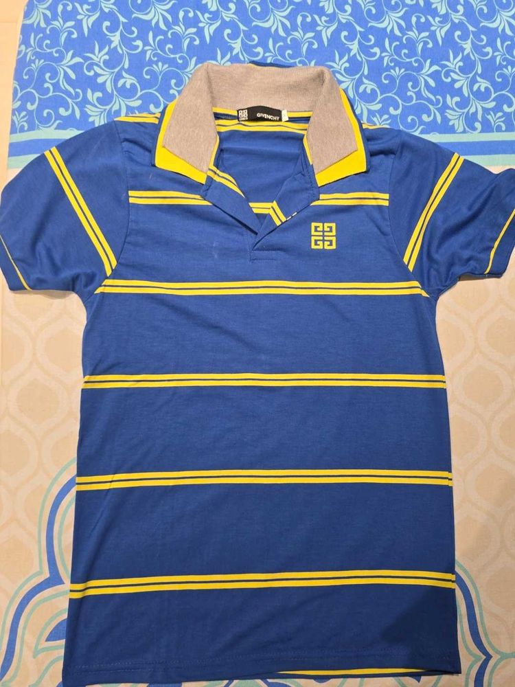 Givenchy Blue &amp; Yellow Striped Polo Shirt