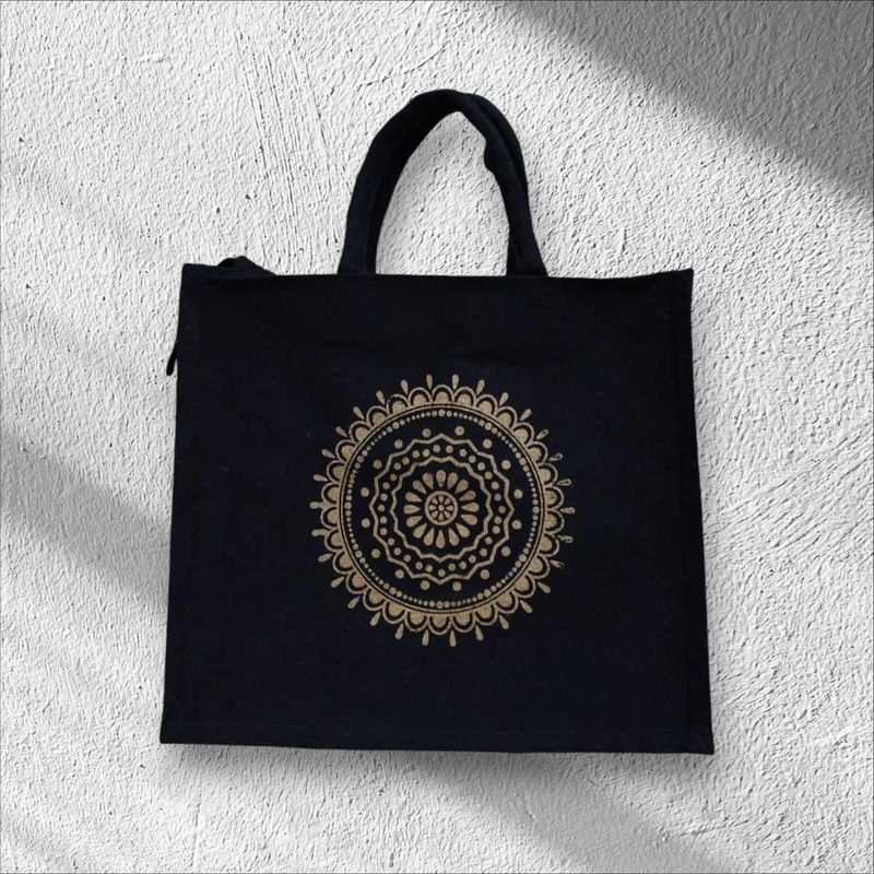 BEAUTIFUL (Rangoli) CANVAS BLACK TOTE/GIFTING BAG