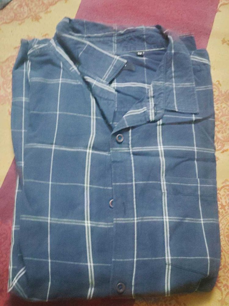 Men's Blue Plaid Shirt 3xl