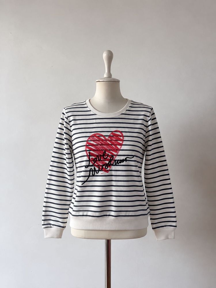 Striped Sweatshirt with Heart Graphic