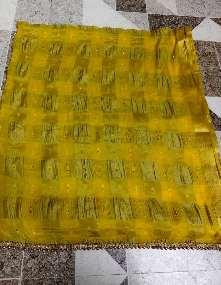 Vibrant Yellow Saree with Embellishments
