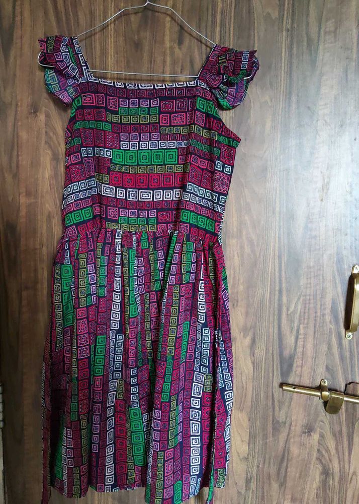 Colorful Geometric Print Midi Dress