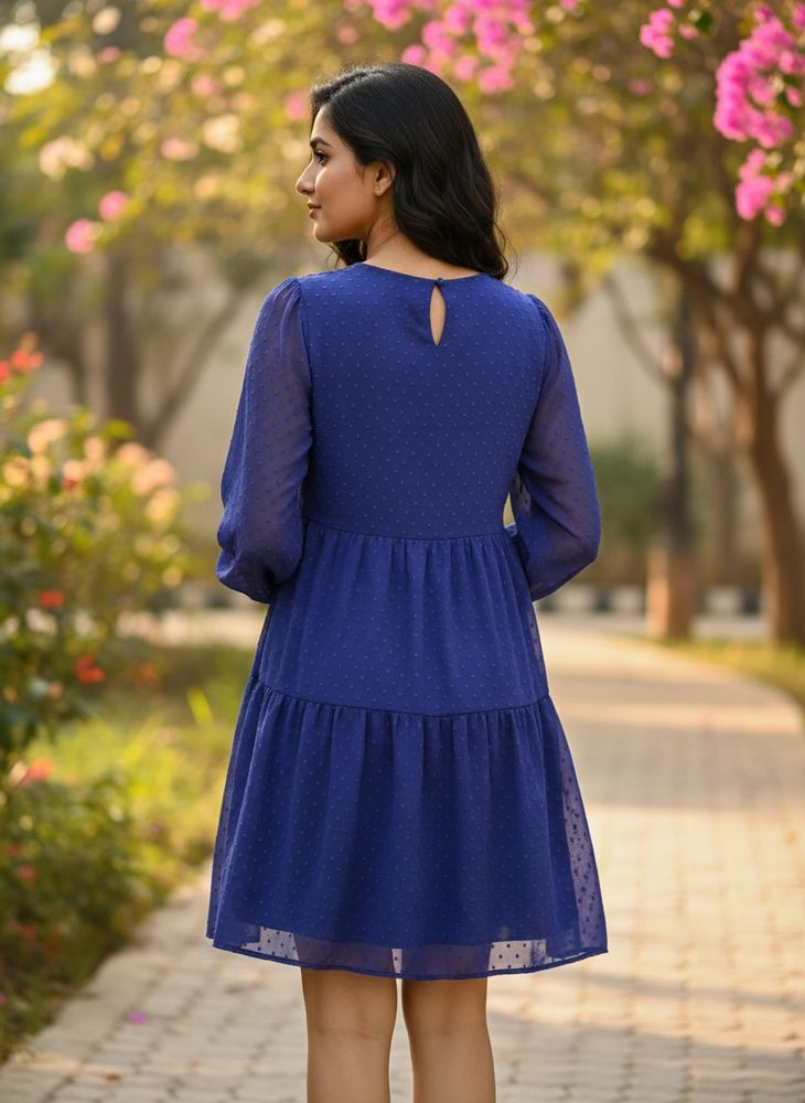 Blue Tiered Mini Dress