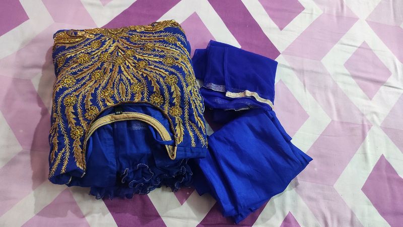 Double Layer Blue Anarkali Dress
