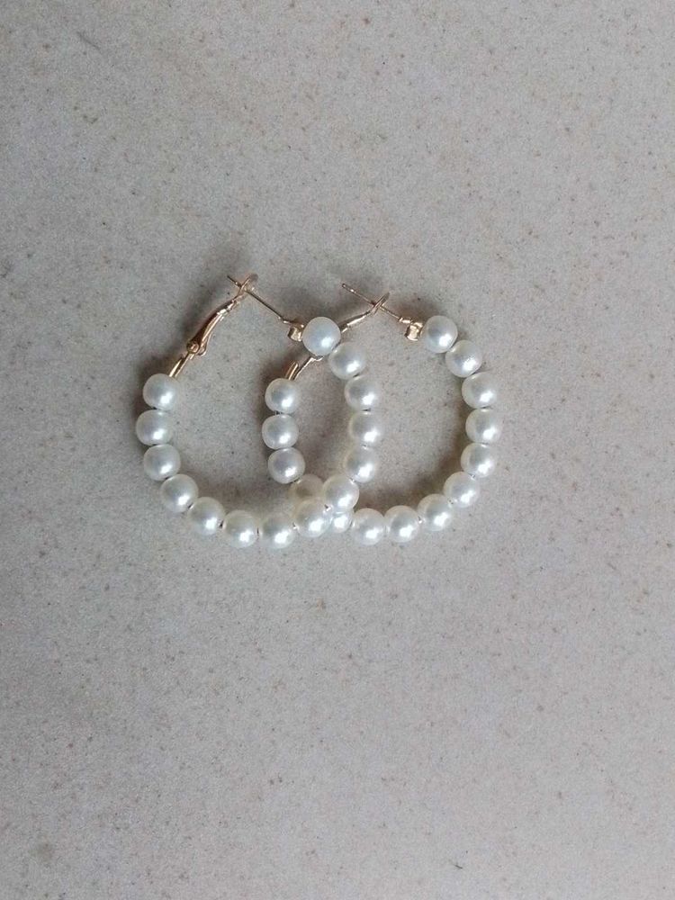 Elegant Pearl Hoop Earrings