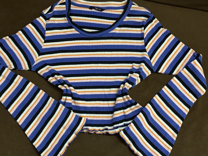 Colorful Striped Bell Sleeve Top