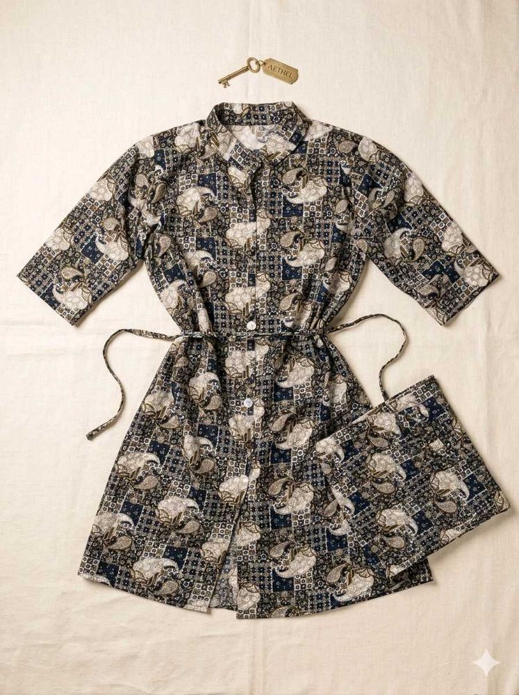 Boho Print Kurta with Matching Bottom