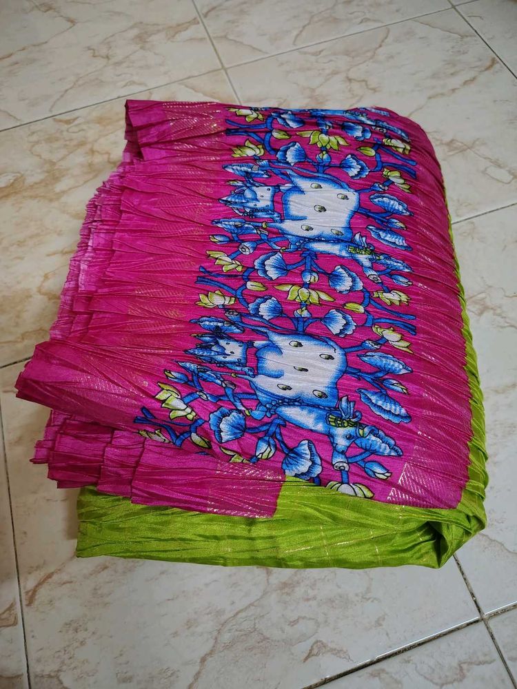 Vintage Crinkle Fabric with Floral Print
