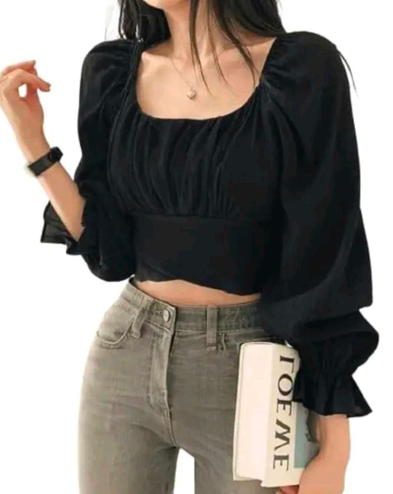 Trendy Black Backless Tie-Up Top | Small Size |