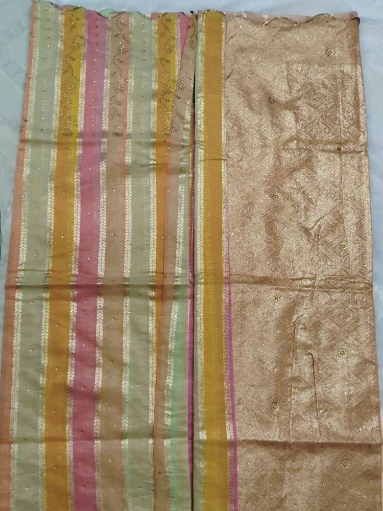 Beautiful Striped Saree with Embellishments