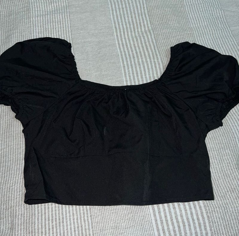 Stylish Black Puff Sleeve Top