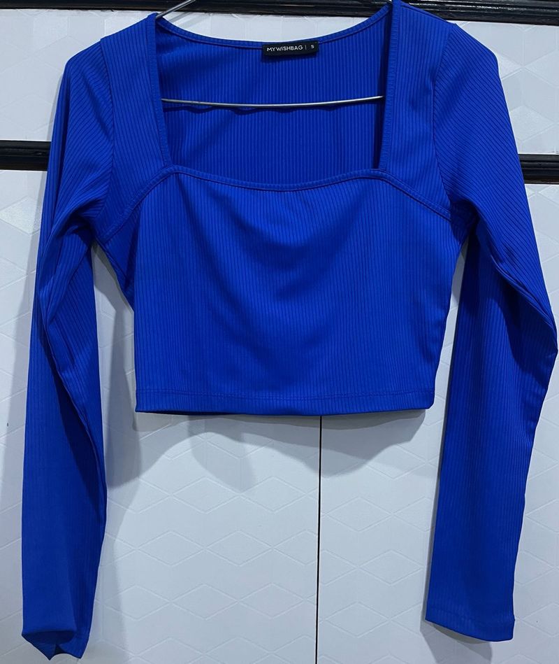 Royal Blue Square Neck Crop Top
