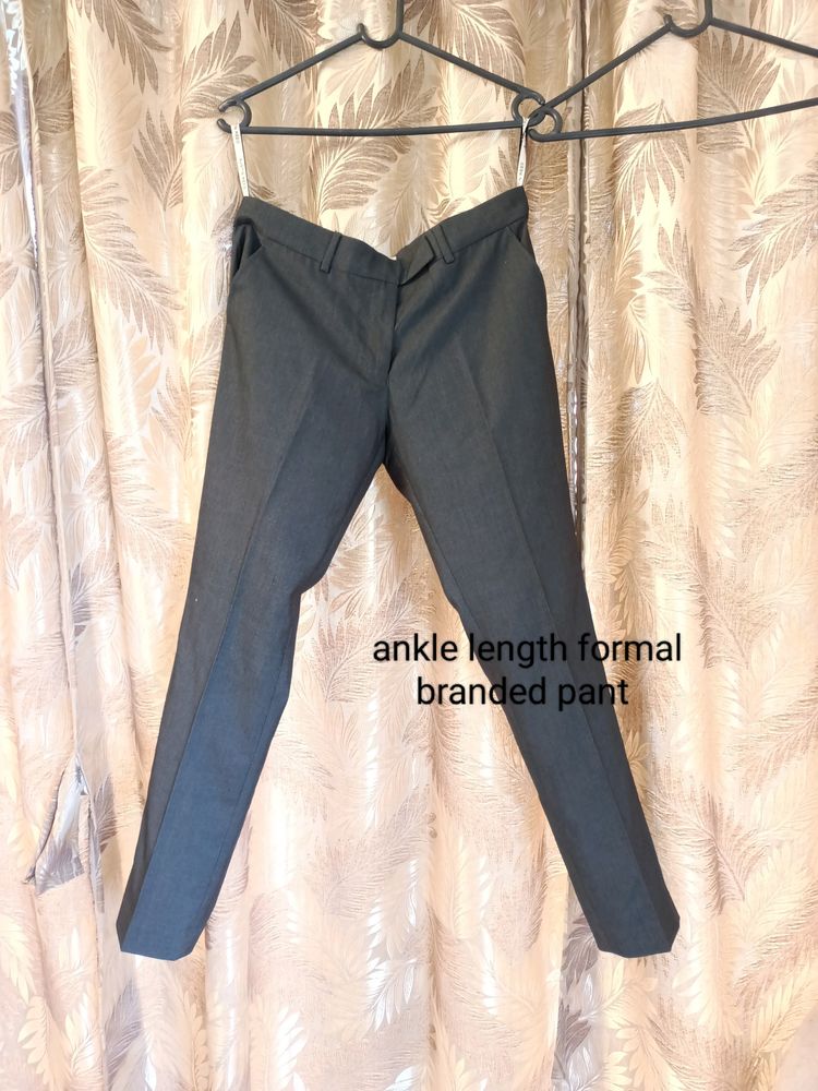 Dark Gray Ankle Length Formal Pants