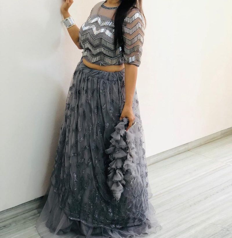 Designer Grey Lehenga Choli Set
