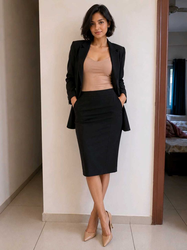 Van Heusen Size M Formal Black Skirt