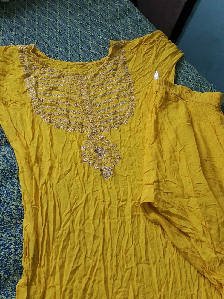 Vibrant Yellow Embroidered Kurta Set