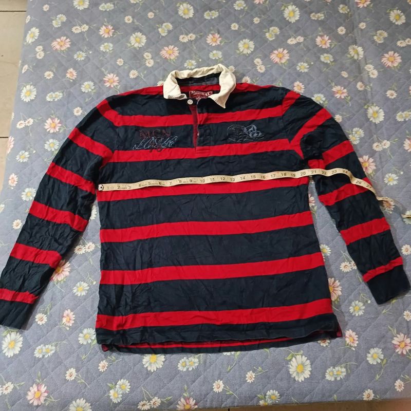 Men's Striped Long Sleeve Rugby Shirt