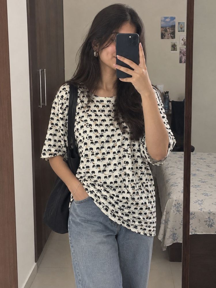 Cute Elephant Print Short kurti Top