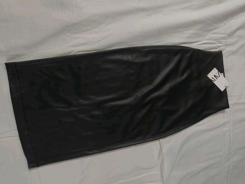 ZARA Black  Leather Pencil Skirt